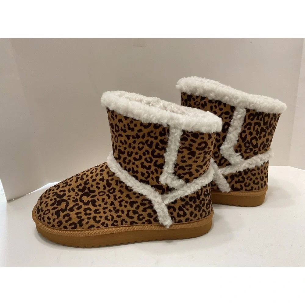Yoki Blythe-05 Womens Leopard Print Faux Shearling Winter Boots Size 8 NEW Sh3